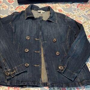 CABi Size XL Dark Blue Denim Jean Jacket Double Breast Button Down